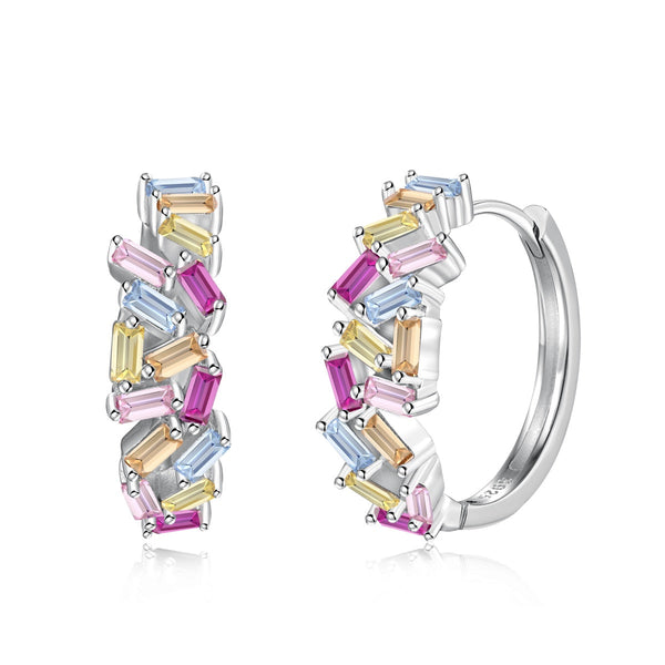 ˇMagic JewelryˇDazzling Colorful Emerald Cut Daily Earrings