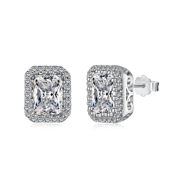 ˇMagic Jewelryˇ1.0 Carat Luxurious Dainty Emerald Cut Daily Earrings