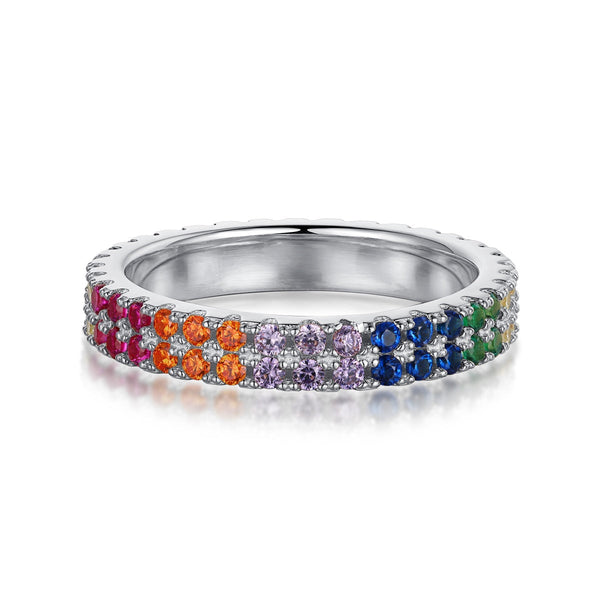 ˇMagic JewelryˇUnique Colorful Round Cut Tennis Ring