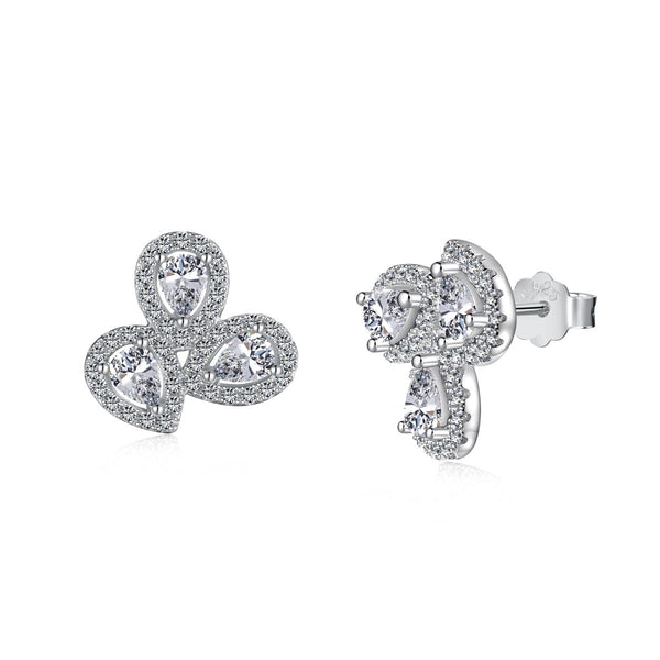 ˇMagic JewelryˇOrnate Flower Shape Pear Cut Lover Earrings