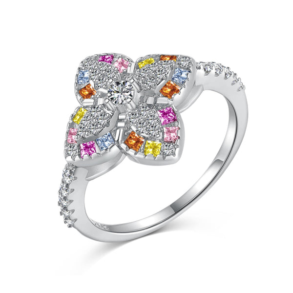 ˇMagic JewelryˇLuxurious Colorful Flower Shape Banquet Ring